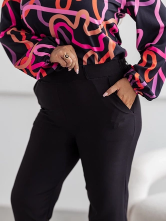 Eleganckie spodnie damskie plus size czarne (728)
