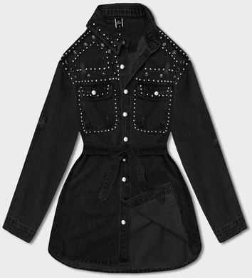 Jeansowa kurtka damska oversize czarna (M6958)