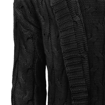 DŁUGI SWETER Z KAPTUREM I KIESZENIAMI CZARNY (111ART)