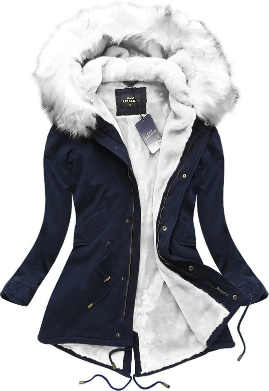 BAWEŁNIANA PARKA ZIMOWA GRANATOWO-BIAŁA (7599)