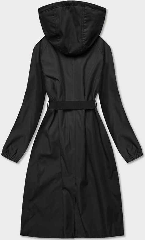 Długi płaszcz z paskiem czarny (AG5-019)
