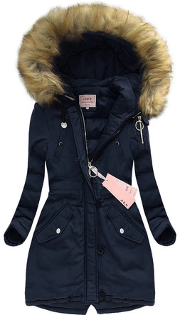 GRUBA PARKA ZIMOWA DAMSKA GRANATOWA (W710)