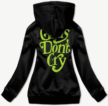 Krótka bluza dresowa damska czarna (26013)