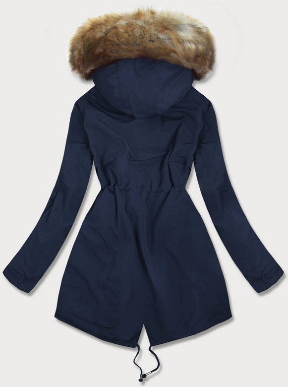 DAMSKA PARKA ZIMOWA NA MISIU GRANATOWA (W378BIG)