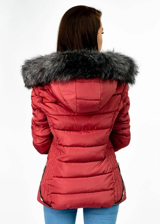 PIKOWANA ZIMOWA KURTKA DAMSKA Z KAPTUREM RÓŻOWA (B2631)