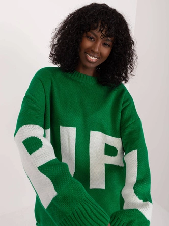 Damski sweter oversize zielony (8060)