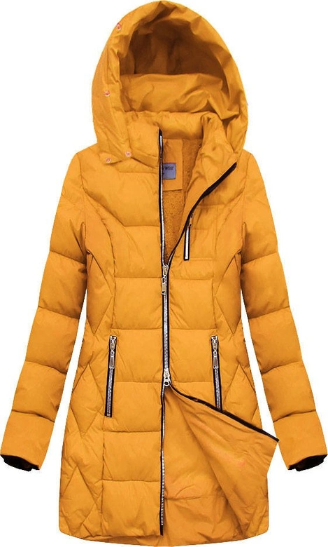 PIKOWANA KURTKA Z KAPTUREM ŻÓŁTA (B2644)