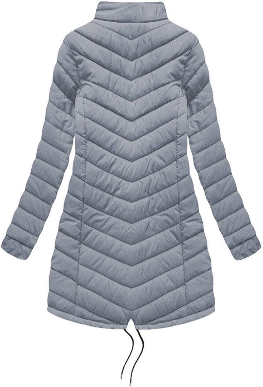 Dwustronna damska kurtka zimowa z kapturem granatowo-szara (w214big)