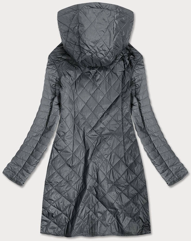 PIKOWANA KURTKA DAMSKA Z KAPTUREM SZARA (Q359#)