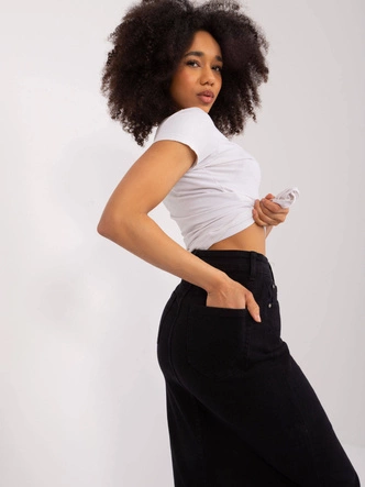 Dopasowana spódnica jeansowa maxi czarna (M551)