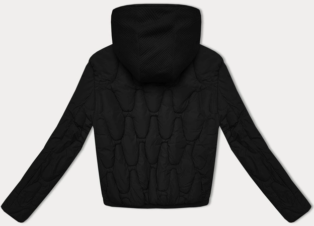 Krótka kurtka zimowa z ozdobnym kapturem S'west czarna (B8261-1)