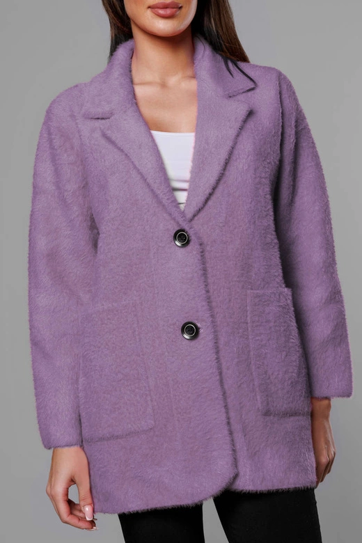 Krótka wełniana narzutka alpaka fiolet (7108-1)