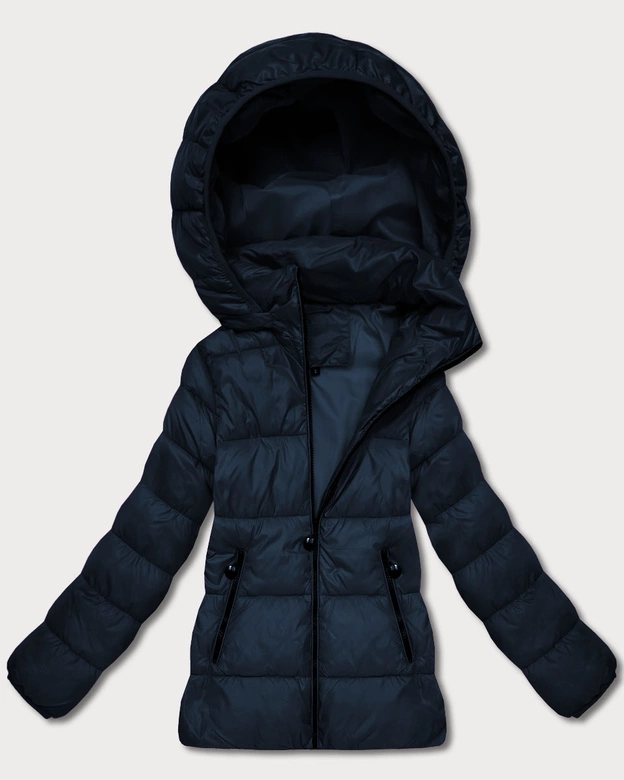 Pikowana zimowa kurtka damska do bioder granatowa (T3-2656#-99)