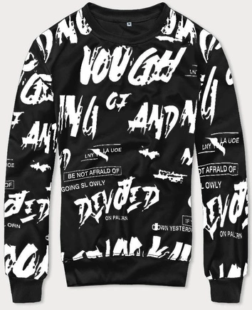 Cienka bluza ze ściągaczami czarna (8B1107-3)