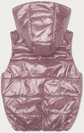 Puchowy bezrękawnik z odpinanym kapturem różowy (B8247-81)