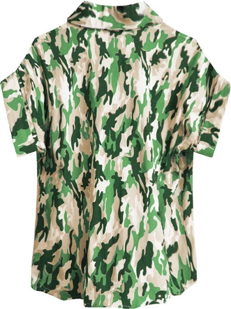 BAWEŁNIANA KOSZULA W MORO ZIELONO-BEŻOWA (0823)