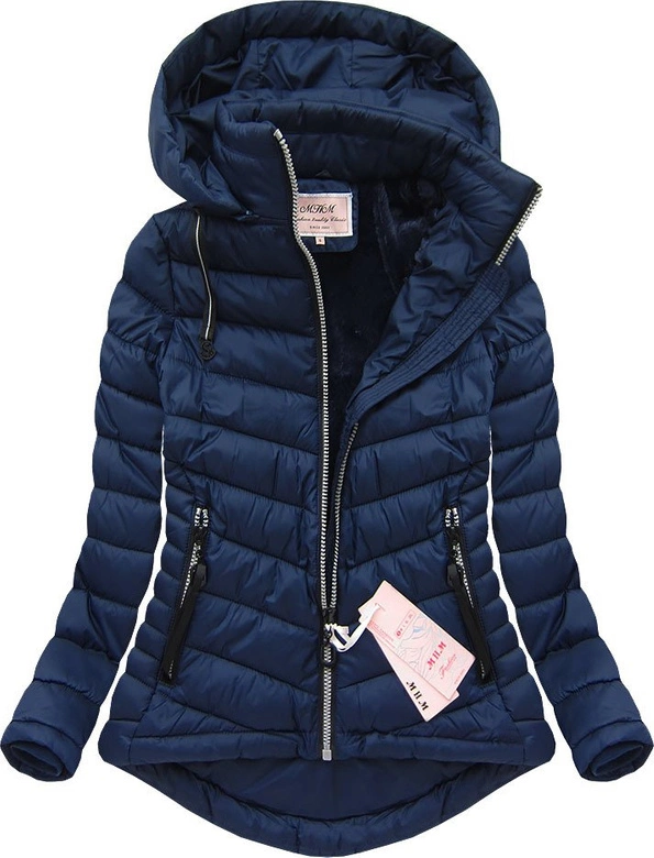 KRÓTKA KURTKA Z KAPTUREM GRANATOWA (W519)