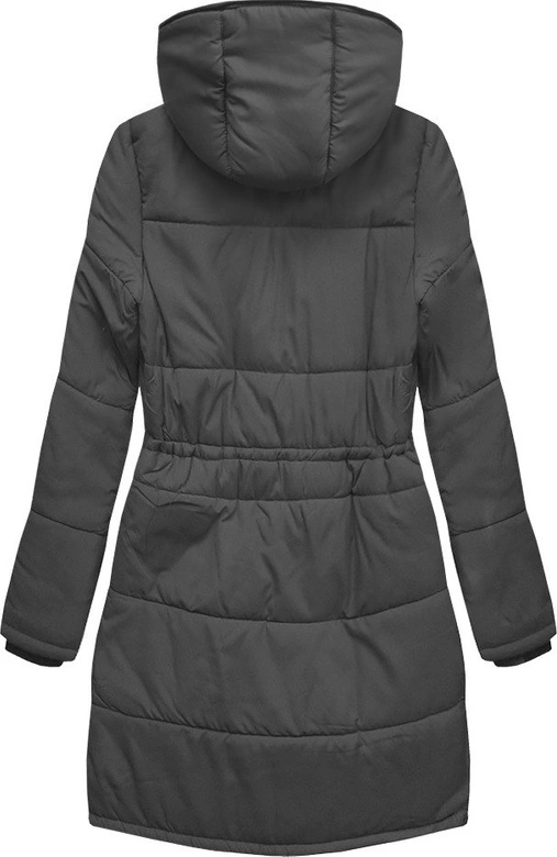 PIKOWANA DAMSKA KURTKA ZIMOWA Z KAPTUREM SZARA (B2627)