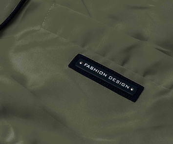 Kurtka damska z ozdobną lamówką khaki (B8139-11)