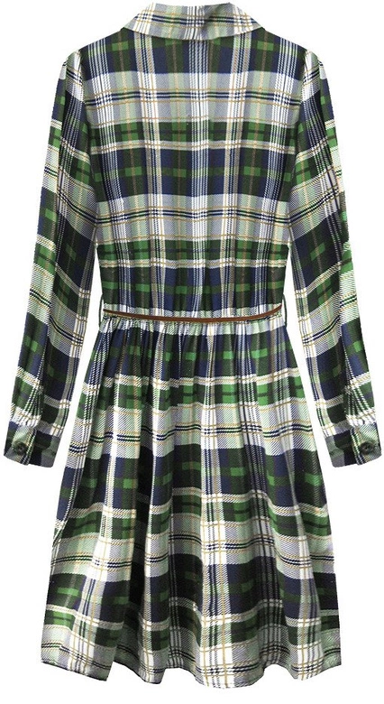 BAWEŁNIANA SUKIENKA W KRATKĘ GRANATOWO-ZIELONA (188ART)