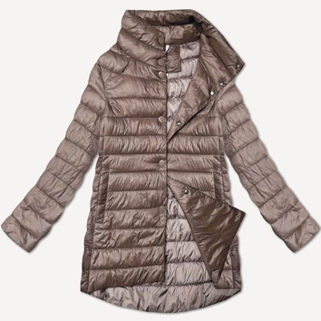 Pikowana kurtka damska ze stójką Minority brązowa (P3-6908-305)