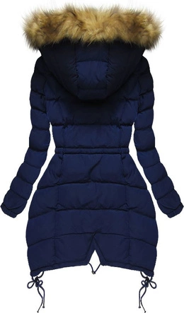 PIKOWANA KURTKA Z KAPTUREM GRANATOWA (3506W)