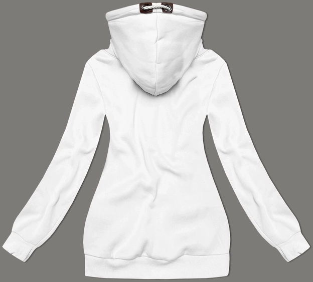 Gruba damska bluza w pasy biały-brzoskwiniowy (2302)