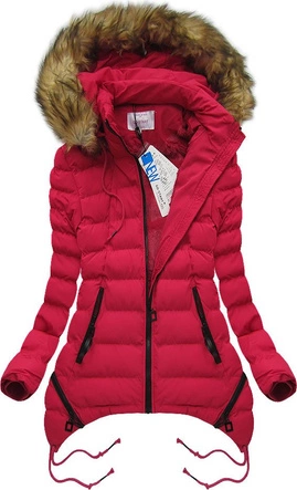 PIKOWANA KURTKA Z KAPTUREM CZERWONA (7209W)