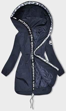 CIENKA KURTKA DAMSKA Z OZDOBNĄ LAMÓWKĄ GRANATOWA (1811)