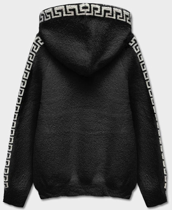 Narzutka kurtka z kapturem a'la alpaka czarna (B6001-1)