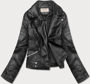 Krótka ramoneska z kołnierzem czarna (11Z8031)