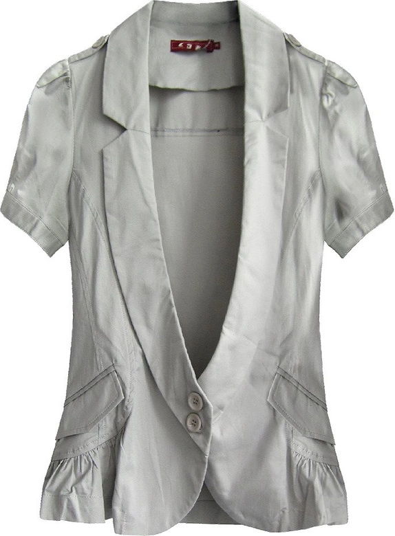 BAWEŁNIANY ŻAKIET Z KRÓTKIM RĘKAWEM SZARY (X1024X)