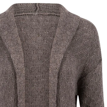 DŁUGI KARDIGAN Z KAPTUREM BRĄZOWY (SW000)