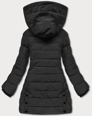 Zimowa kurtka damska z kapturem czarna (2M-21003)
