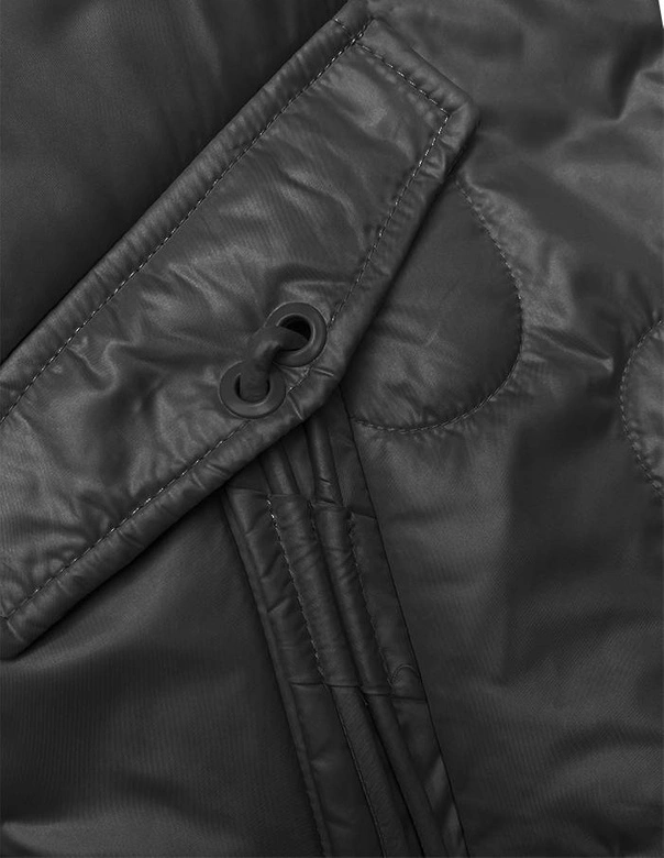 Pikowana krótka kurtka damska czarna (B8185-1)