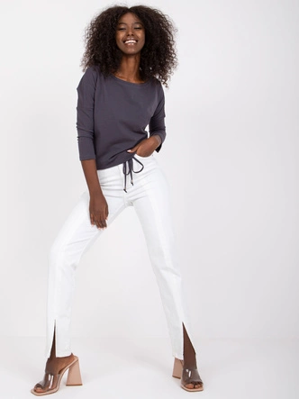 Luźna bluzka z wiązaniem na dole grafitowa (4691)