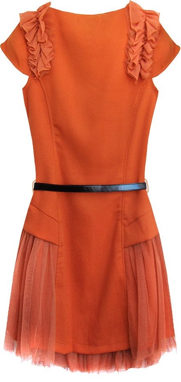 SUKIENKA Z TIULOWYMI WSTAWKAMI CEGLANA (3688)