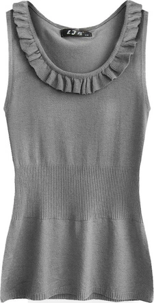 SWETERKOWA BLUZKA NA RAMIĄCZKACH SZARA (1526)