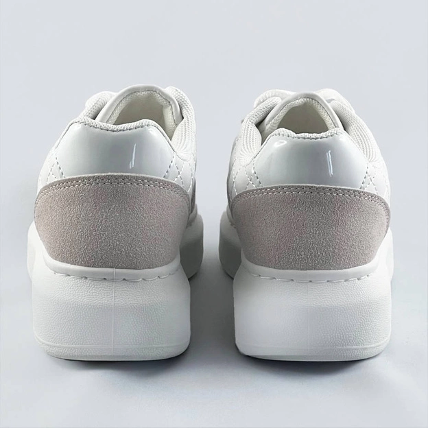 Damskie sznurowane półbuty sportowe biały/beż (rc-50)