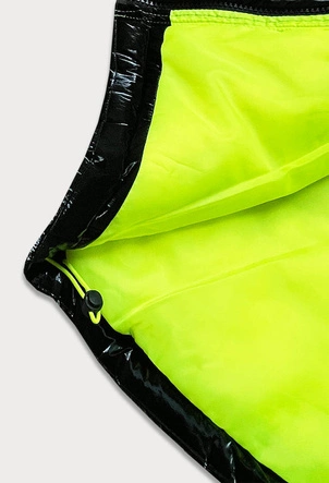 Błyszczący bezrękawnik damski oversize czarny-neon (JIN222)