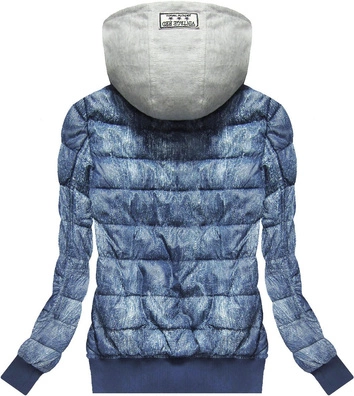 KURTKA BOMBER Z KAPTUREM NIEBIESKA (XW559X)
