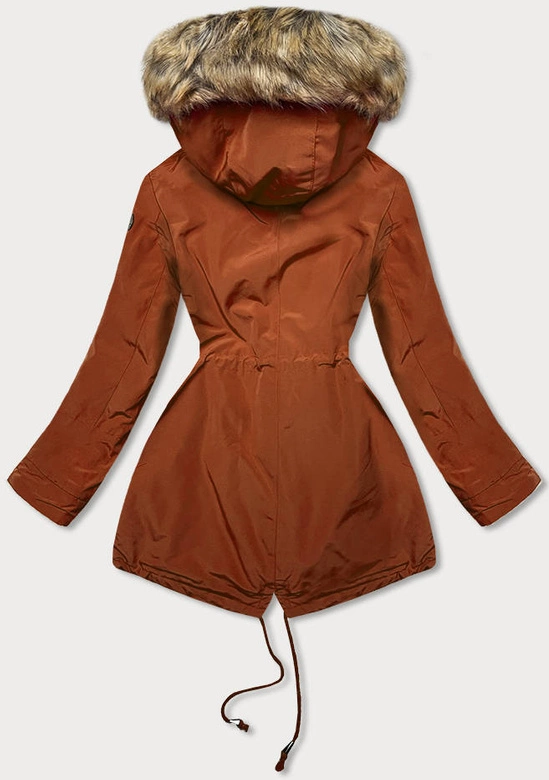 Parka damska z futrzaną podszewką karmelowa (m-21207)