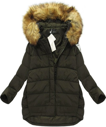 KURTKA Z PUCHEM NATURALNYM KHAKI (8062)