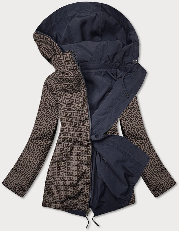 Dwustronna kurtka parka damska granat/brąz (w580)