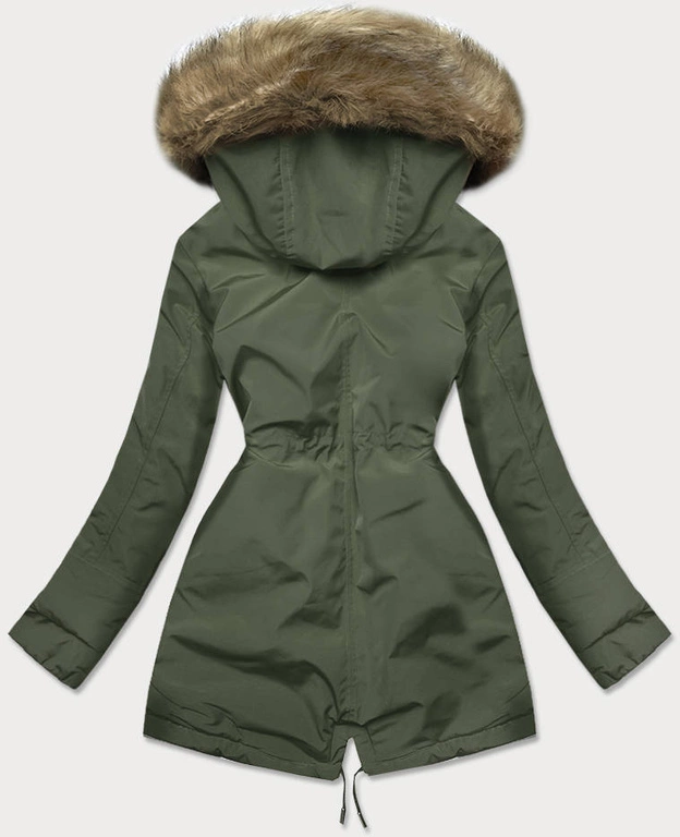 Ciepła kurtka zimowa damska khaki-beżowa (w559big)