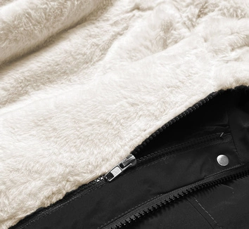 Ciepła kurtka zimowa damska czarny/ecru/brąz  (w629big)