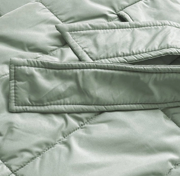 Klasyczny płaszcz pikowany damski pistacjowy (ag2-j83)