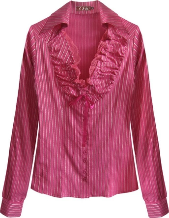 KOSZULA W PASKI Z KORONKĄ AMARANTOWA (11072)