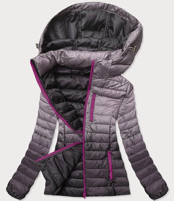 DAMSKA KURTKA Z KAPTUREM OMBRE SZARA (23028)