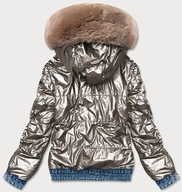 Przejściowa dwustronna kurtka jeansowa niebiesko-beżowa (b9730-50012)